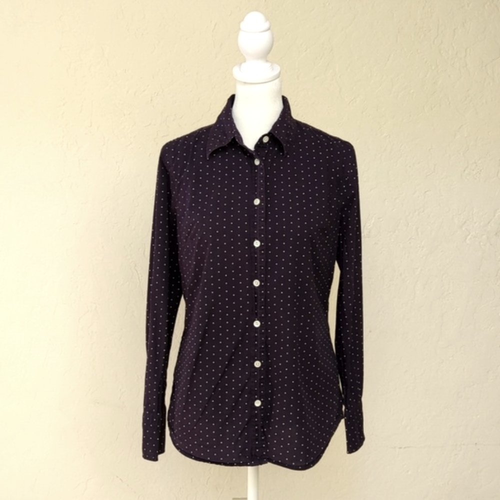 3/$20🌟 J. Crew Factory Purple and White Polka Dot Button Down Shirt Size Medium